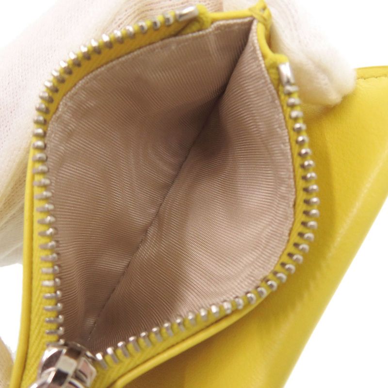 Prada Leather Yellow Coin Case Wallet Yellow 1325 Prada