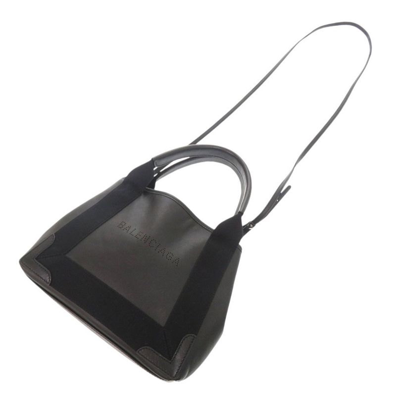 Balenciaga Navy Cabas XS Leather Black 2way Handbag Shoulder Bag Black 1294