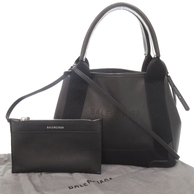 Balenciaga Navy Cabas XS Leather Black 2way Handbag Shoulder Bag Black 1294