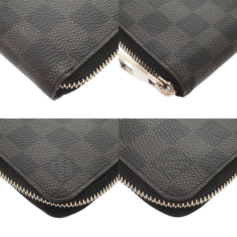 Louis Vuitton Zippy Wallet Vertical Damier Graphite N63095 Black Round Zipper