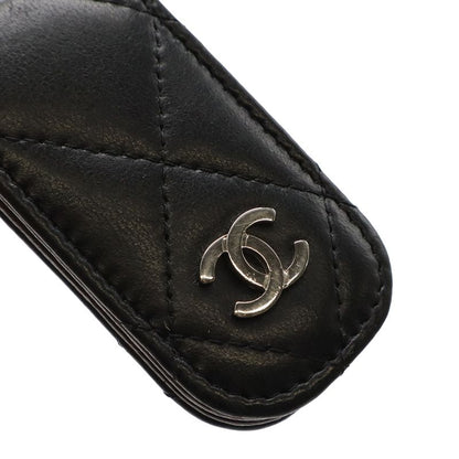 Chanel Matelasse Coco Mark Money Clip Billfold Bill Clip Lambskin Leather Black