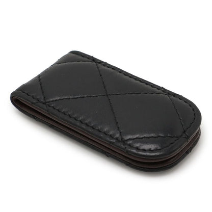 Chanel Matelasse Coco Mark Money Clip Billfold Bill Clip Lambskin Leather Black