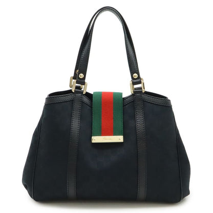 Gucci GG Canvas Sherry Line Tote Shoulder Bag Leather Black Green Red Gold