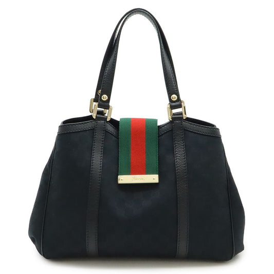 Gucci GG Canvas Sherry Line Tote Shoulder Bag Leather Black Green Red Gold