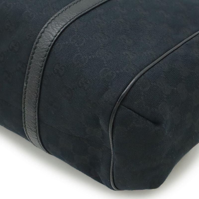 Gucci GG Canvas Sherry Line Tote Shoulder Bag Leather Black Green Red Gold