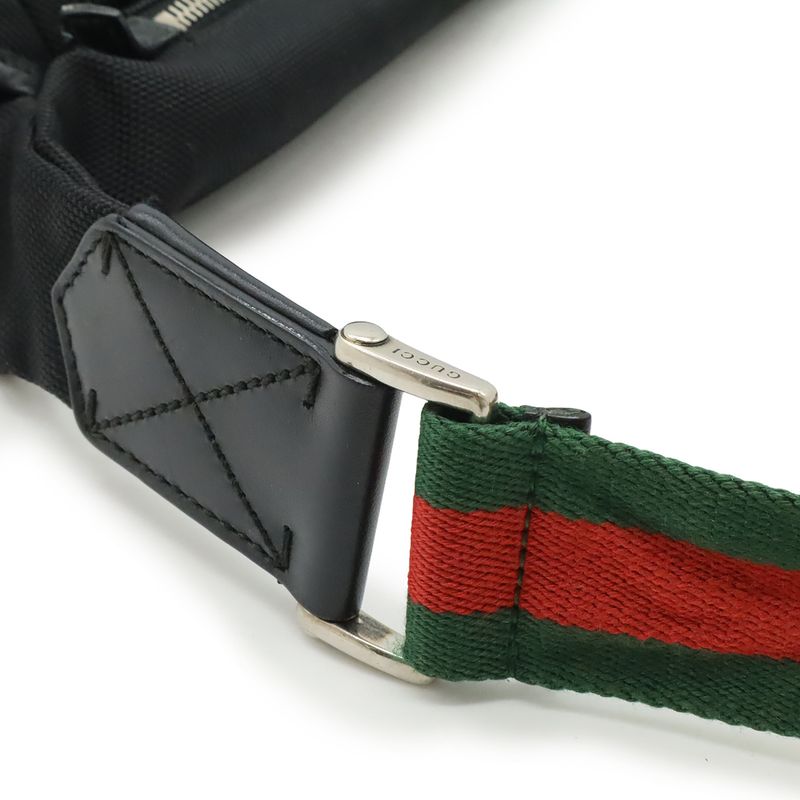 Gucci Sherry Line Body Bag Shoulder Bag Crossbody Nylon Canvas Leather Black