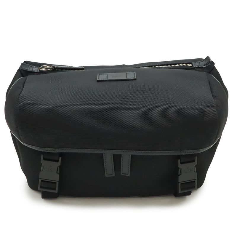 Gucci Sherry Line Body Bag Shoulder Bag Crossbody Nylon Canvas Leather Black
