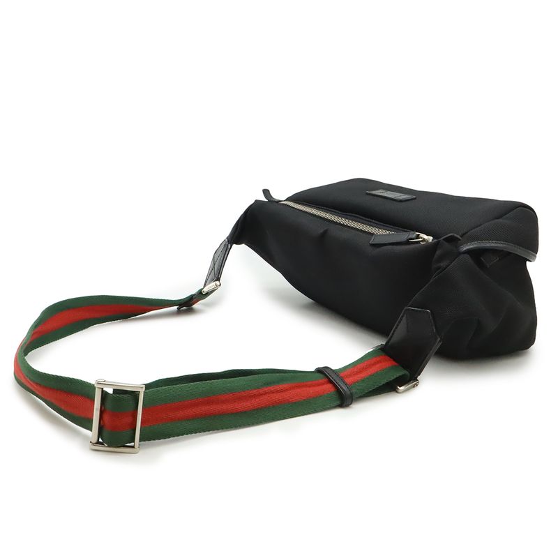 Gucci Sherry Line Body Bag Shoulder Bag Crossbody Nylon Canvas Leather Black