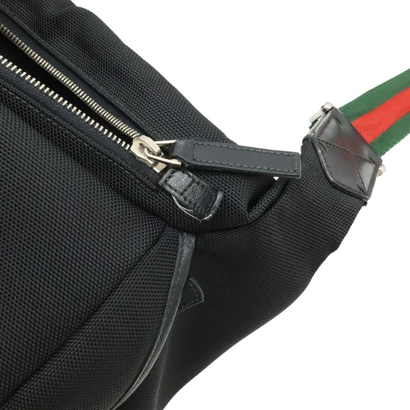 Gucci Sherry Line Body Bag Shoulder Bag Crossbody Nylon Canvas Leather Black