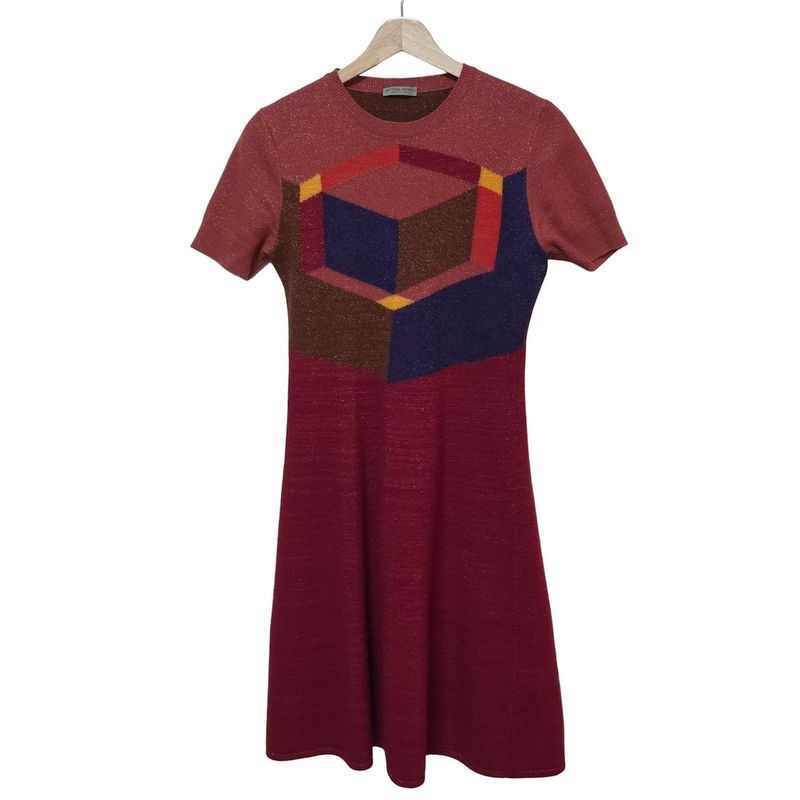 Bottega Veneta Dress Size 40 M Women - Red X Orange X Multi Crew Neck Short