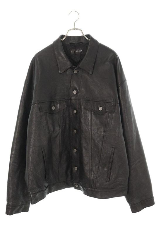 Balenciaga 697776 Tms03 Boxy Tracker Leather Jacket Men's S