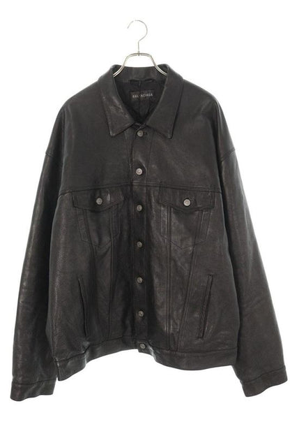 Balenciaga 697776 Tms03 Boxy Tracker Leather Jacket Men's S
