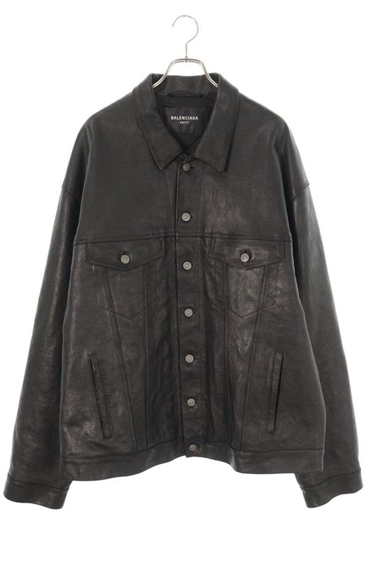 Balenciaga 697776 Tms03 Boxy Tracker Leather Jacket Men's S