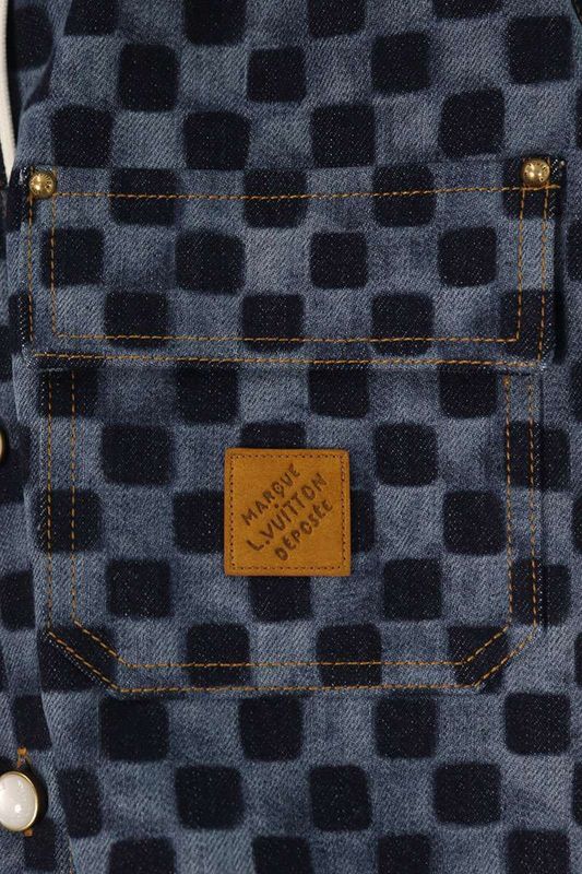 Louis Vuitton Rm252m JEE Hts81w Mini Damier Lazer Denim Short Sleeve Shirt