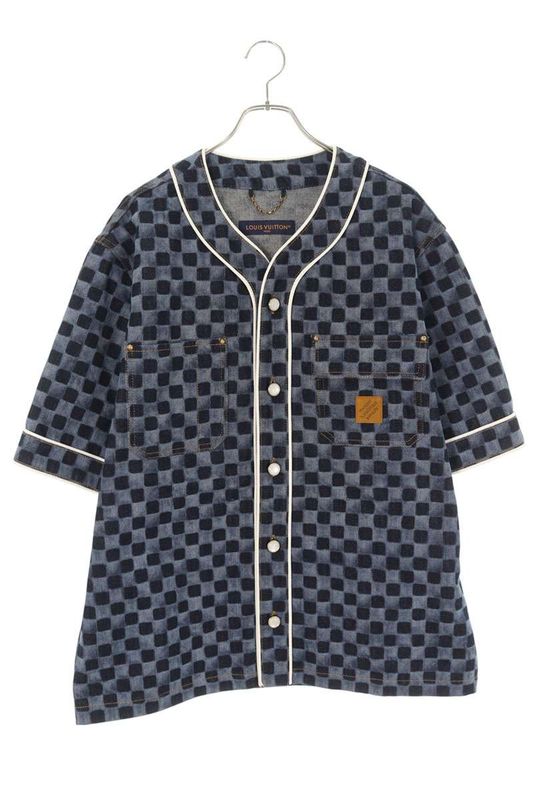 Louis Vuitton Rm252m JEE Hts81w Mini Damier Lazer Denim Short Sleeve Shirt
