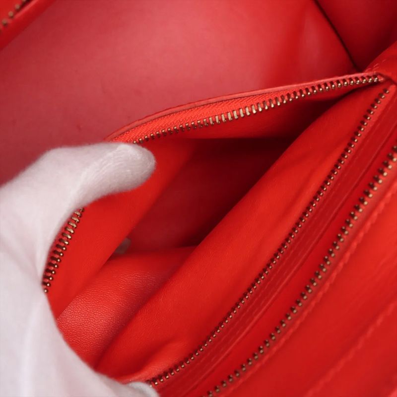 Celine Luggage Mini Shopper Red Leather Handbag Tote Genuine Leather Women MMM