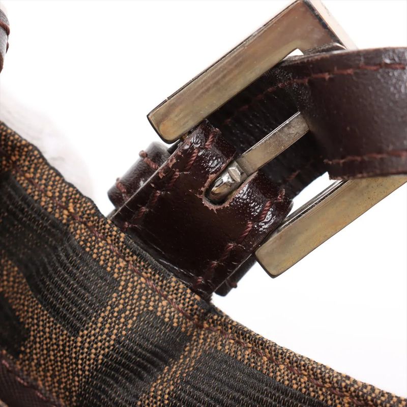 Fendi Zucca Leather Canvas Handbag Tote Genuine Leather Brown Women's MMM Dc55-8