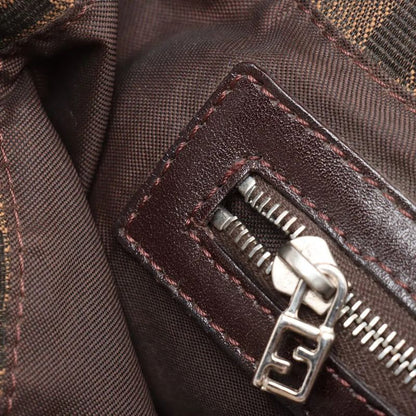Fendi Zucca Leather Canvas Handbag Tote Genuine Leather Brown Women's MMM Dc55-8