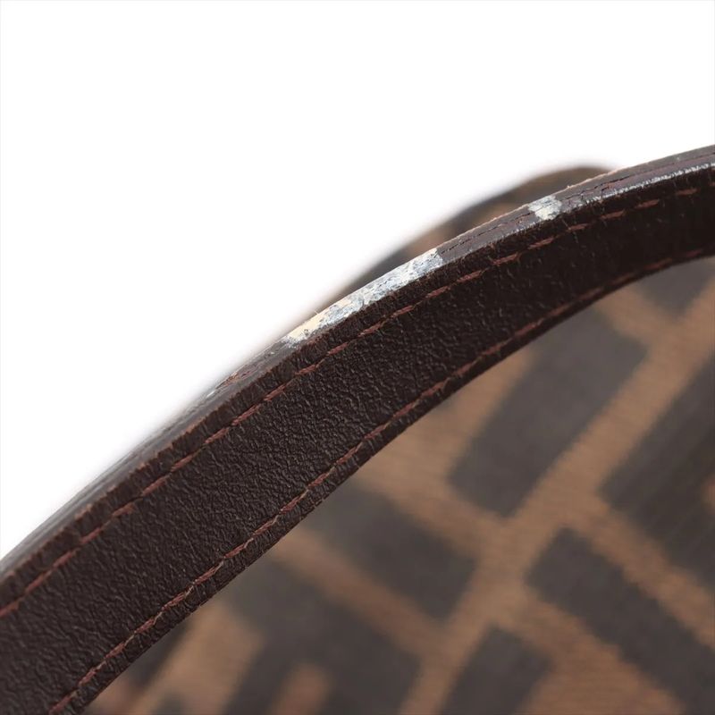 Fendi Zucca Leather Canvas Handbag Tote Genuine Leather Brown Women's MMM Dc55-8
