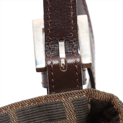 Fendi Zucca Leather Canvas Handbag Tote Genuine Leather Brown Women's MMM Dc55-8