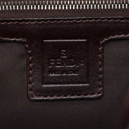 Fendi Zucca Leather Canvas Handbag Tote Genuine Leather Brown Women's MMM Dc55-8