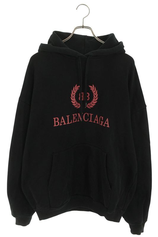 Balenciaga 501656 Tyk44 BB Logo Print Pullover Hoodie Men's S