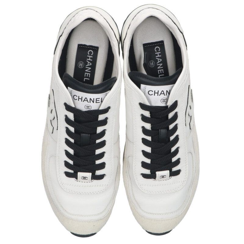 Chanel G46372 Coco Mar Cles Cather Low Cut Sneakers Men's 40