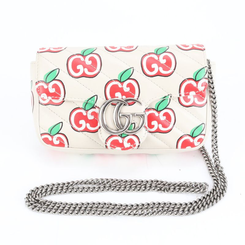 Polar Gucci GG Marmont Apple Chain Shoulder 476433 Leather Bag Crossbody Women