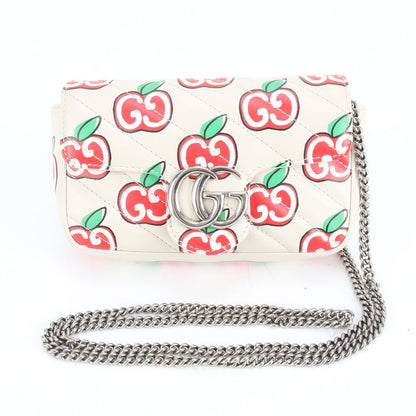 Polar Gucci GG Marmont Apple Chain Shoulder 476433 Leather Bag Crossbody Women