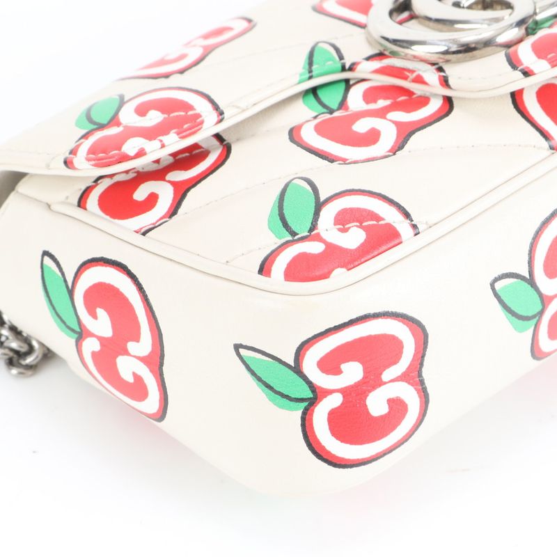 Polar Gucci GG Marmont Apple Chain Shoulder 476433 Leather Bag Crossbody Women
