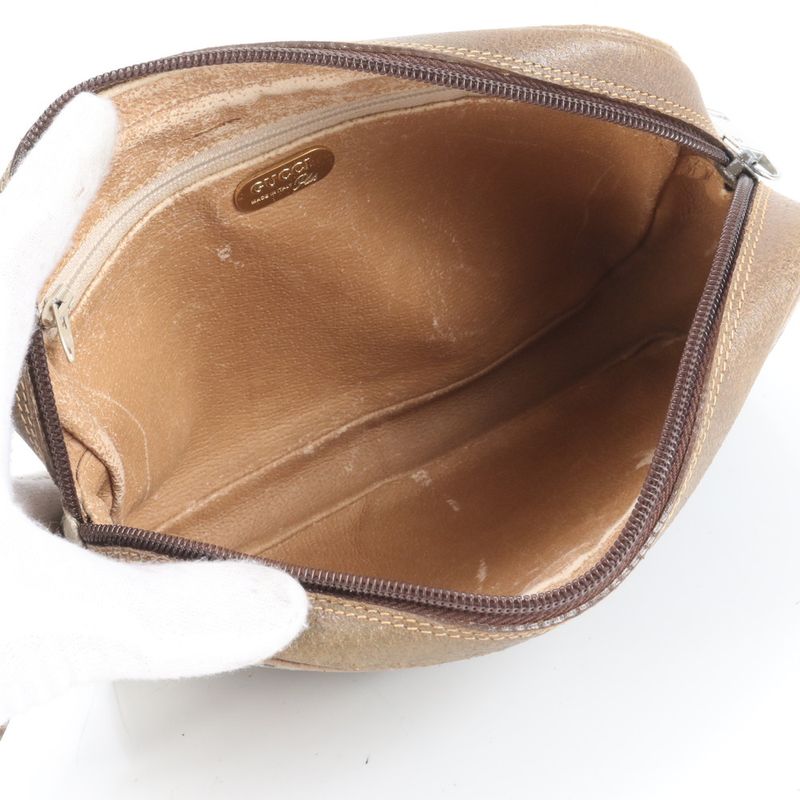 Old Gucci GG Plus Leather Second Bag Clutch Pouch Commuter Business Brown Men's