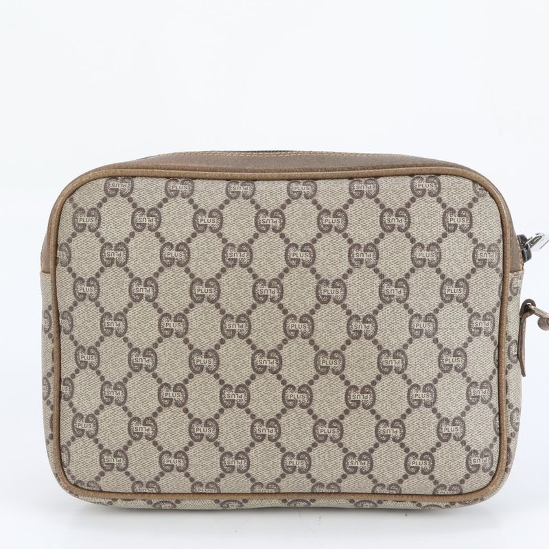 Old Gucci GG Plus Leather Second Bag Clutch Pouch Commuter Business Brown Men's