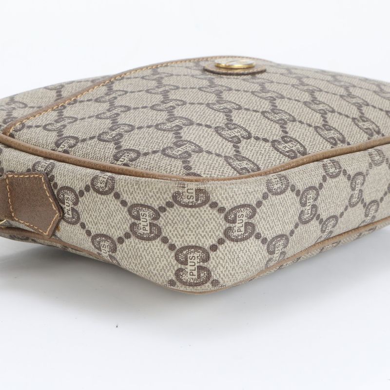 Old Gucci GG Plus Leather Second Bag Clutch Pouch Commuter Business Brown Men's