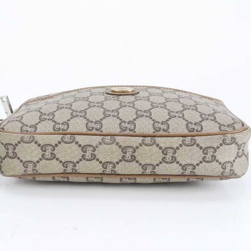 Old Gucci GG Plus Leather Second Bag Clutch Pouch Commuter Business Brown Men's