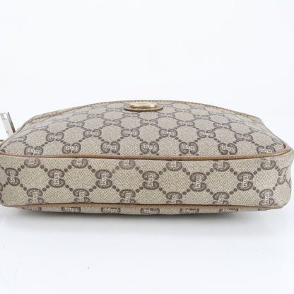 Old Gucci GG Plus Leather Second Bag Clutch Pouch Commuter Business Brown Men's