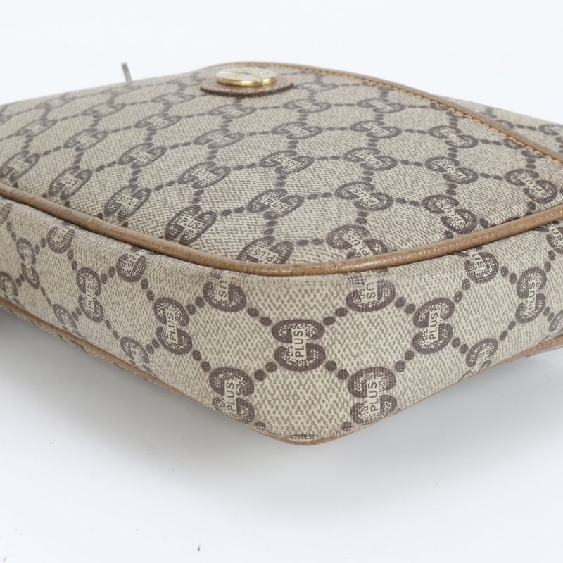 Old Gucci GG Plus Leather Second Bag Clutch Pouch Commuter Business Brown Men's