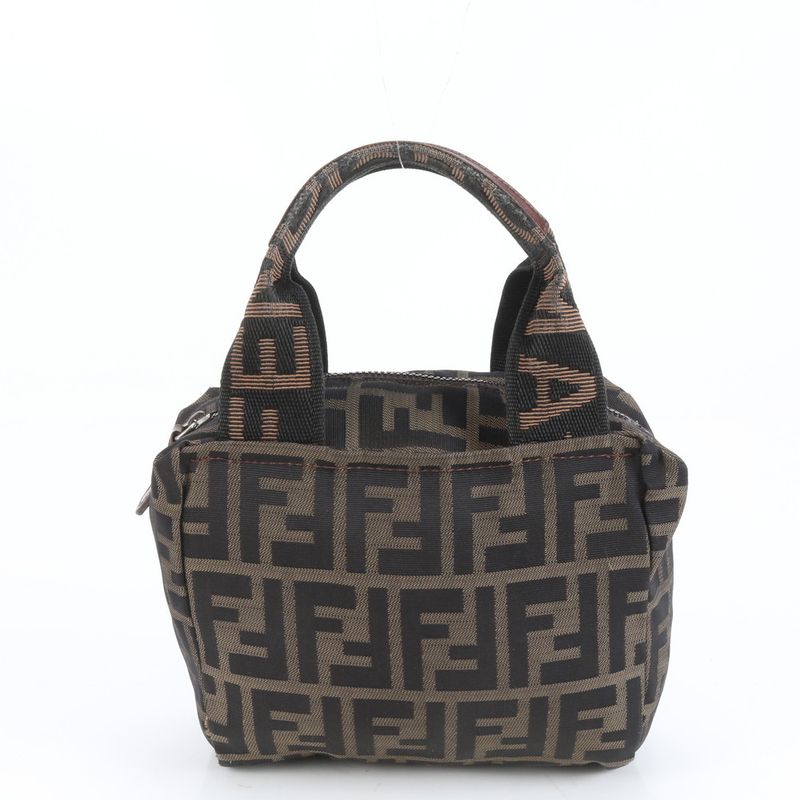 Polar Fendi Zucca Leather Nylon Handbag Brown Women's CEM Dc1-5