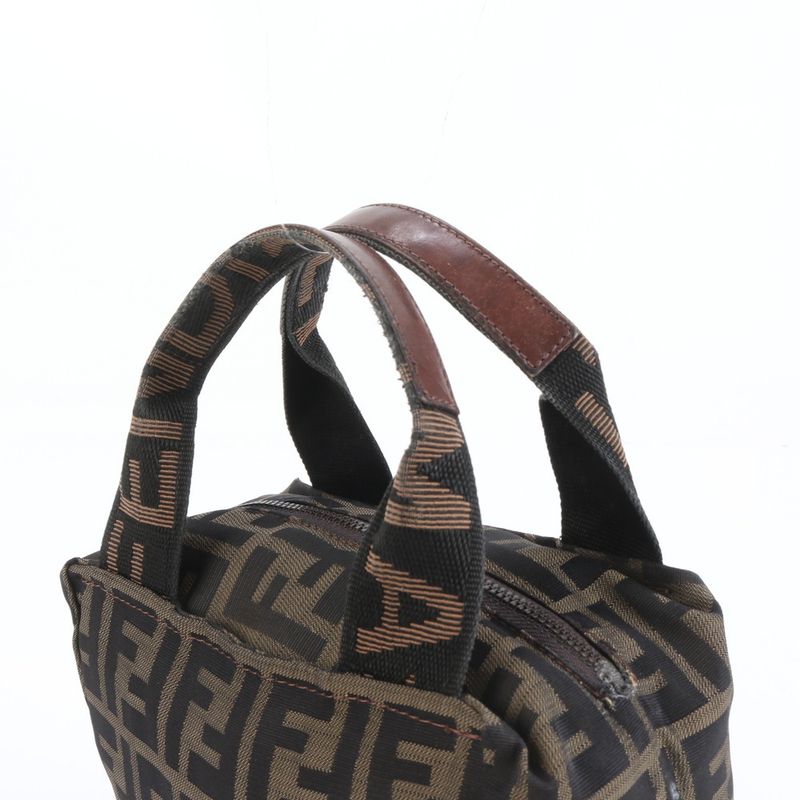 Polar Fendi Zucca Leather Nylon Handbag Brown Women's CEM Dc1-5