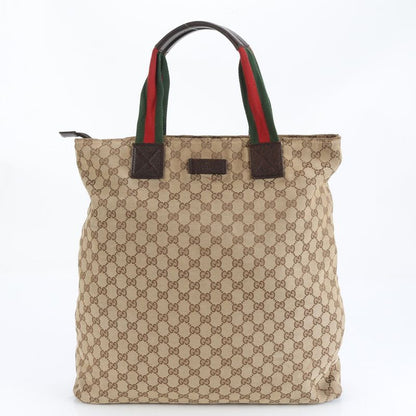 Polar Gucci GG Canvas Sherry Line 131233 Leather Tote Bag Shoulder Brown A4 Men