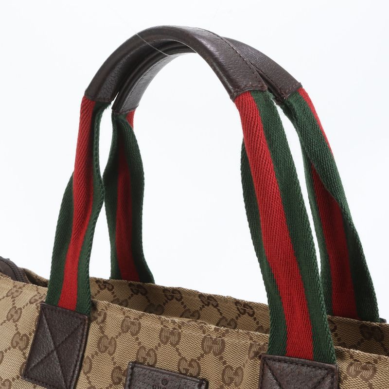 Polar Gucci GG Canvas Sherry Line 131233 Leather Tote Bag Shoulder Brown A4 Men