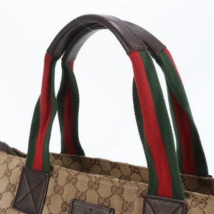 Polar Gucci GG Canvas Sherry Line 131233 Leather Tote Bag Shoulder Brown A4 Men