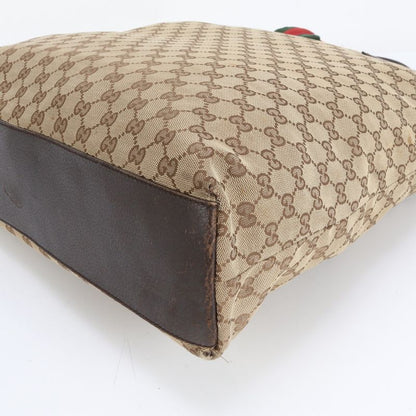 Polar Gucci GG Canvas Sherry Line 131233 Leather Tote Bag Shoulder Brown A4 Men