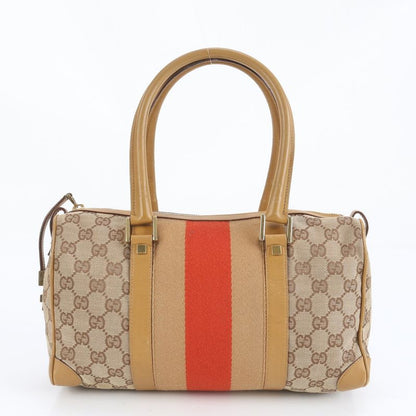 Gucci GG Canvas Sherry Line Mini Boston 000 0851 Leather Handbag Genuine