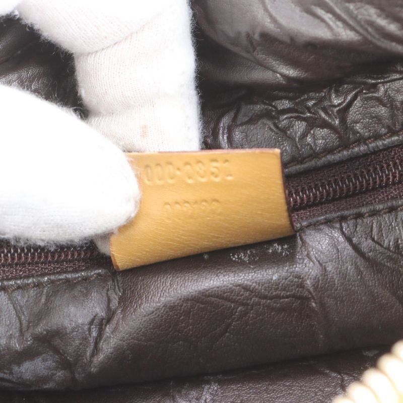 Gucci GG Canvas Sherry Line Mini Boston 000 0851 Leather Handbag Genuine