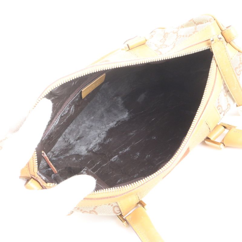 Gucci GG Canvas Sherry Line Mini Boston 000 0851 Leather Handbag Genuine