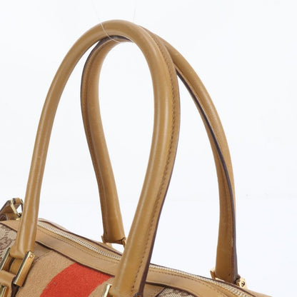 Gucci GG Canvas Sherry Line Mini Boston 000 0851 Leather Handbag Genuine