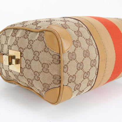 Gucci GG Canvas Sherry Line Mini Boston 000 0851 Leather Handbag Genuine