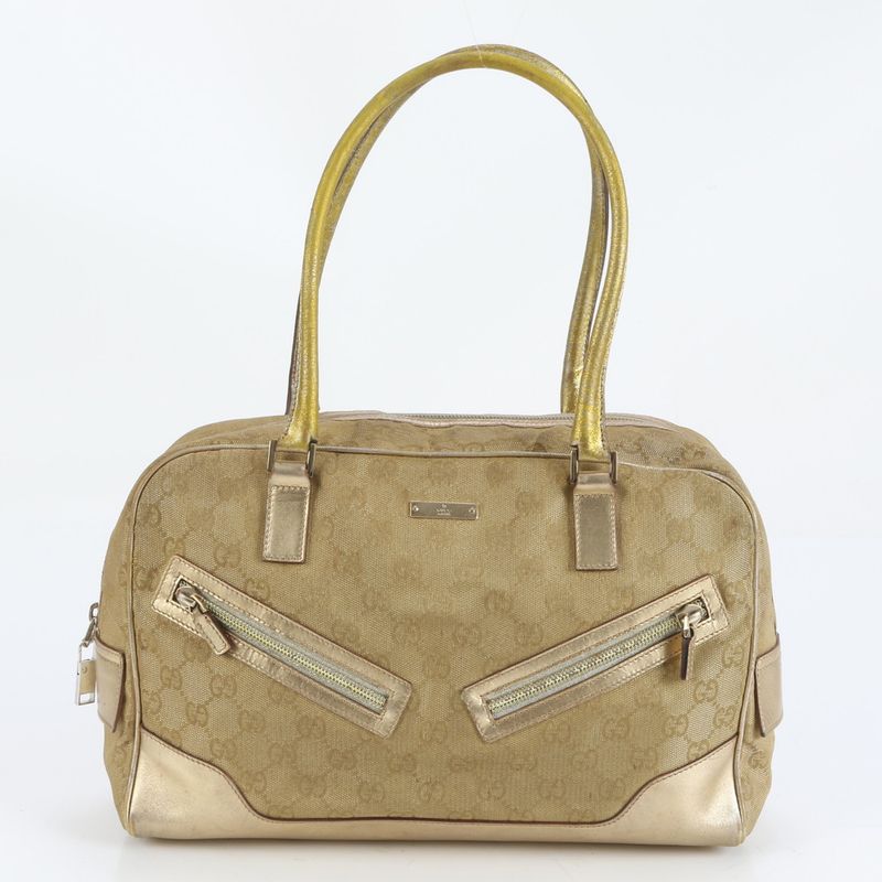 Gucci GG Canvas Mini Boston 002 1115 Leather Shoulder Bag Shoulder Hand Genuine