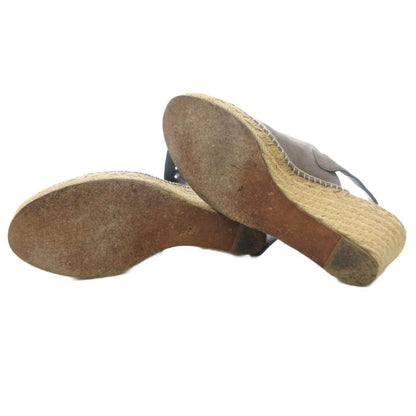 Celine Sandals Strappy Sandals Wedges 38 Gray Beige IU - GY18