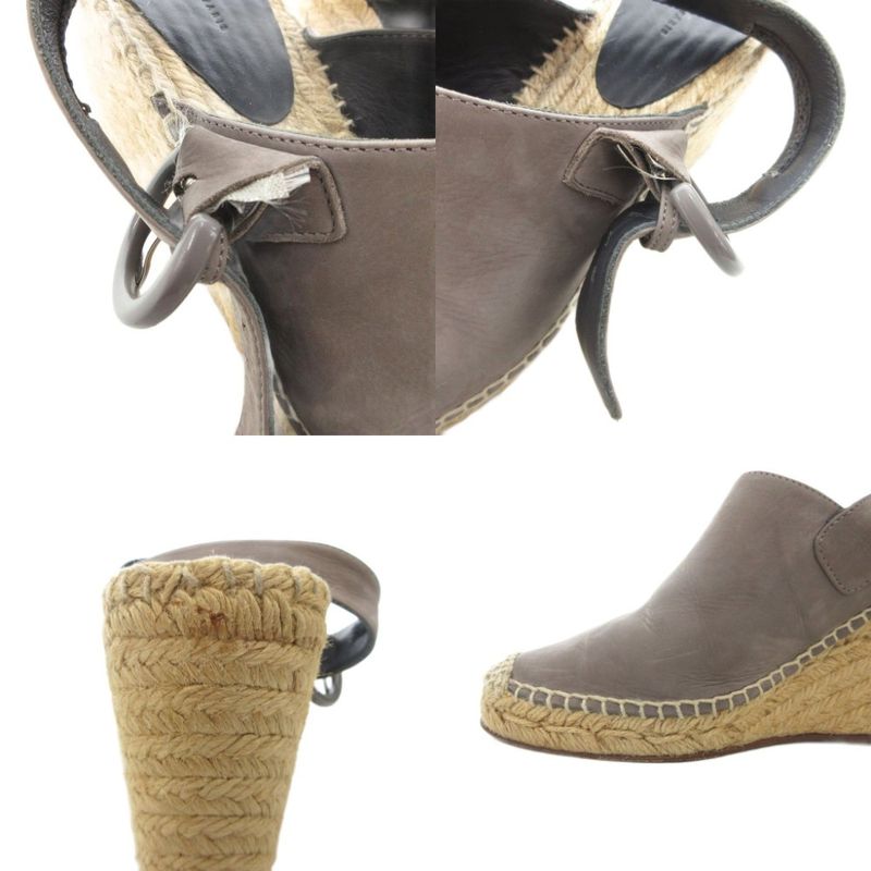Celine Sandals Strappy Sandals Wedges 38 Gray Beige IU - GY18